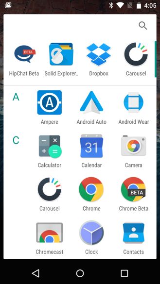 Fotografía - [Android M Característica Spotlight] Dev Preview 2 Launcher Cambios: modo horizontal en los teléfonos, Panel de Aplicaciones ya no interrumpida por letras, y Desplazamiento rápido En Picker Widget